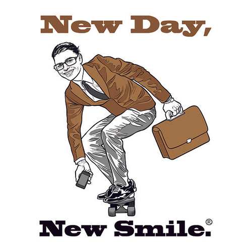 New Day New Smile Men's Businessman On Skateboard T-Shirt available at NewDayNewSmile.come Sofa Holding The Family Photo Men's Tee | available at NewDayNewSmile.com|
