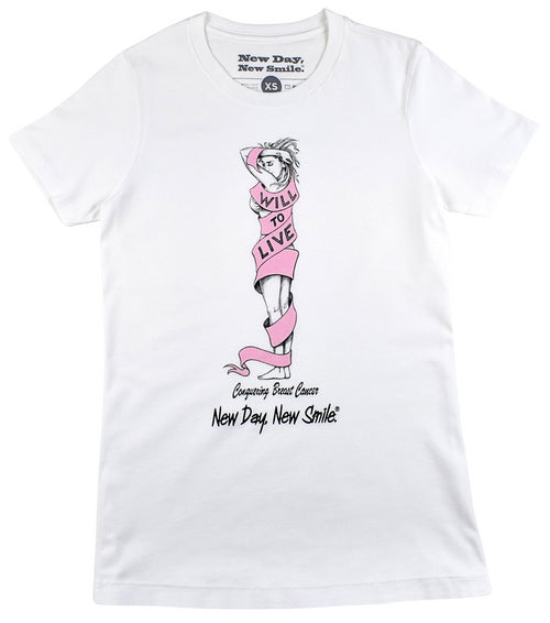 New Day New Smile Women's Conquering Breast Cancer Inspirational T-Shirt available at NewDayNewSmile.com