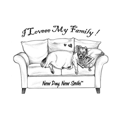 New Day New Smile Jack Russell Sleeping On The Sofa Holding The Family Photo Men's Tee | available at NewDayNewSmile.com