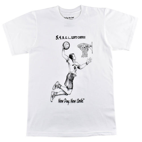 New Day New Smile Basketball player dunkin the ball t-shirt available at NewDayNewSmile.com