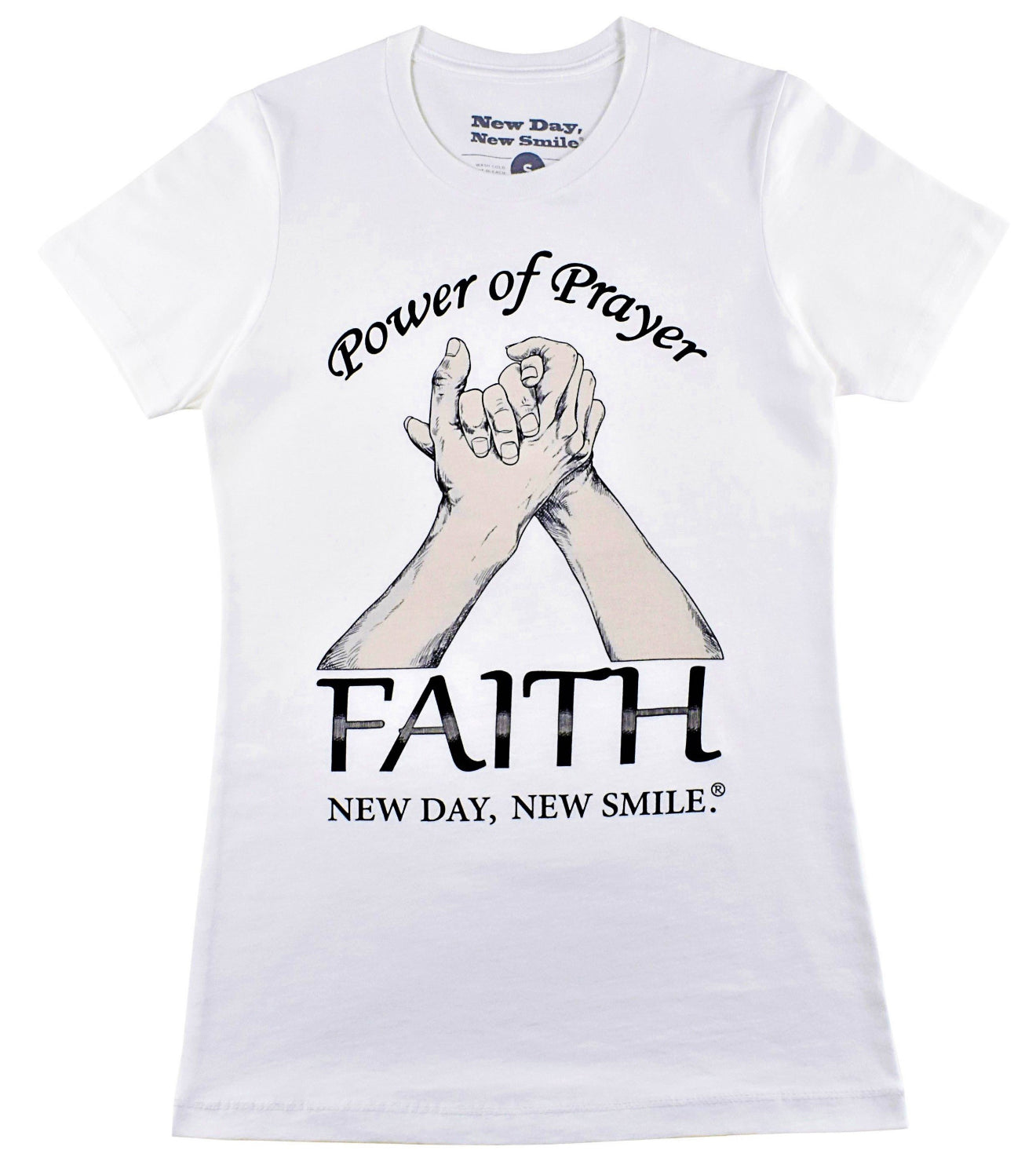 New Day New Smile Power Of Prayer - Faith Inspirational Women's T-Shirt available at NewDayNewSmile.com