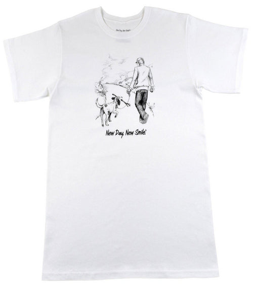 New Day New Smile Man And Dog Walking In The Park Together T-Shirt | available at NewDayNewSmile.com