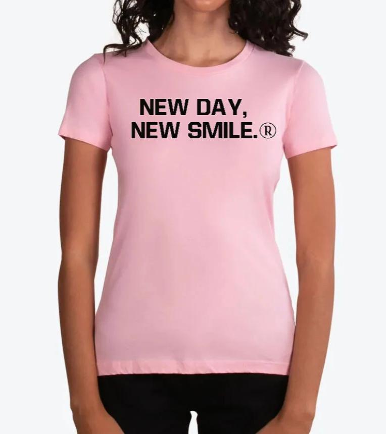 New Day New Smile Women's PINK Tee available at NewDayNewSmile.com
